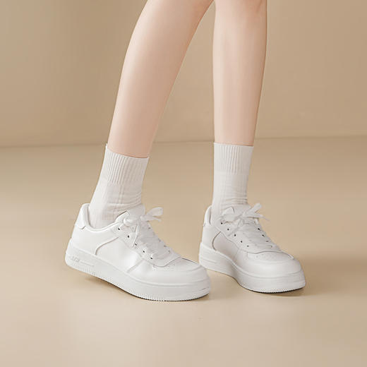 阿么手工女鞋厚底新款情侣小白鞋2026冬季百搭软底舒适板鞋3.5CM 商品图3