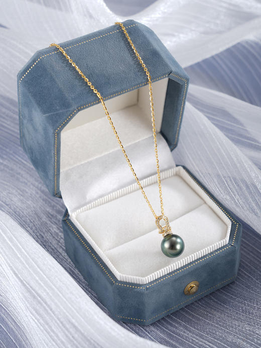 子佩集【蹄印星河】银S925珍珠惜王妃套链【P3072】9mm珠双色马蹄黑珠2601 商品图6