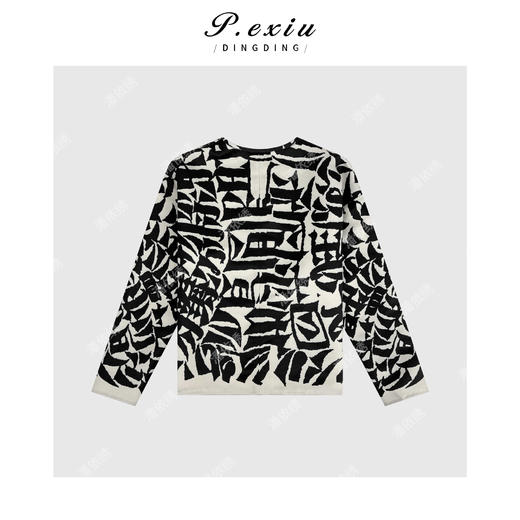 04-2潘依绣丁丁宠粉复古腔调高级感几何图案印花长袖卫衣 W-61472 商品图2