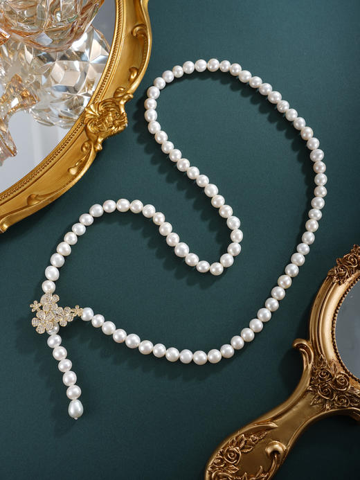 子佩集【繁花之约】珍珠惜王妃毛衣链【ZZMYL005】9mm珠镀金花朵2601 商品图4