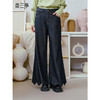 两三事深海剪影2026春新款做旧毛边裤脚口钉珠蝴蝶结阔腿牛仔裤女 商品缩略图0