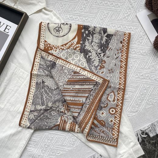 精品羊毛真丝时尚保暖印花真丝羊毛围巾 商品图4