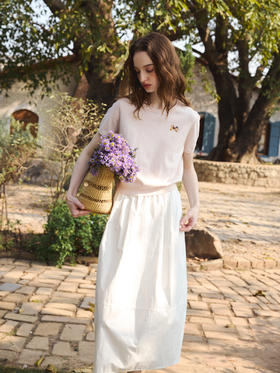 OLrain欧芮儿2026粉色针织短袖T恤舒适百搭休闲上衣