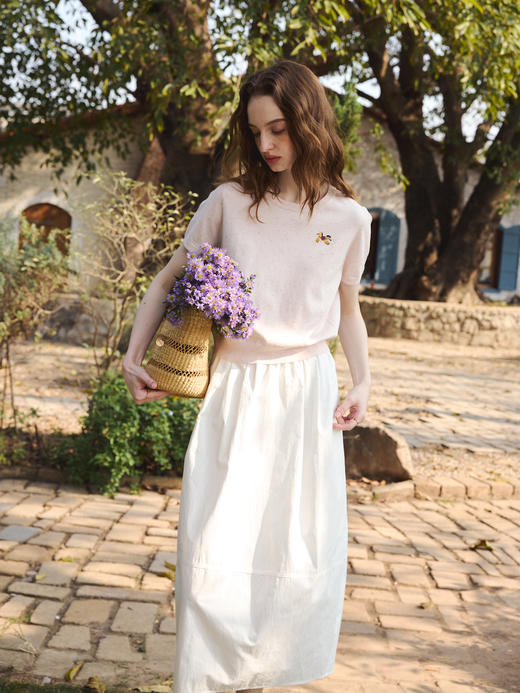 OLrain欧芮儿2026粉色针织短袖T恤舒适百搭休闲上衣 商品图0