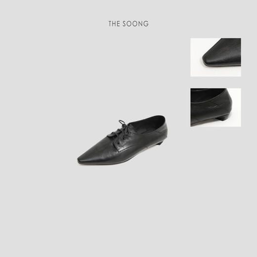 THESOONG"绑带尖头鞋"羊皮细腻肌理感浅口绑带尖头皮鞋HWXZ8453 商品图3