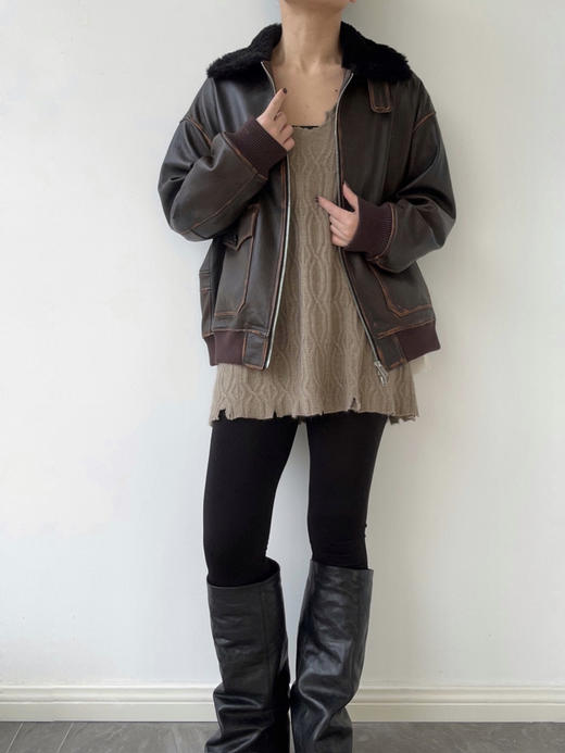 THEHOYAN｜P23160 Distressed Lambskin Jacket 做旧山羊皮夹克 商品图8