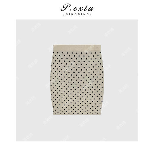 04-1潘依绣丁丁宠粉PanYiXiu/潘依绣冰丝设计感气质优雅波点针织半身裙 ZZ0527 商品图0