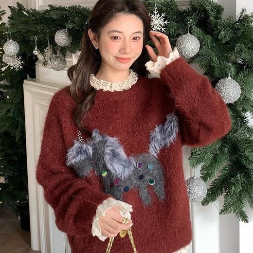 马年新年爆款 【马上有钱】毛衣秋冬季针织衫 休闲宽松套头上衣 商品图1