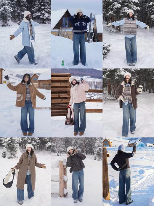 浮生八记/25D206/加绒分割设计感显瘦宽松直筒牛仔长裤 商品图3