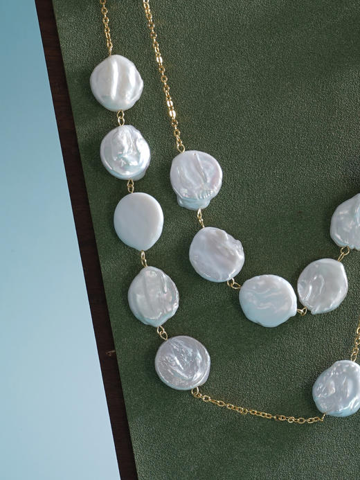 子佩集【长情印记】珍珠惜王妃毛衣链【ZZMYL002】16.5mm扁珠镀金巴洛克2601 商品图7