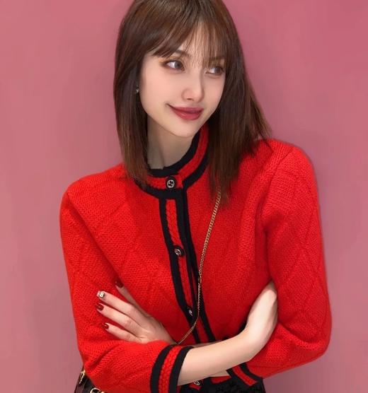 重磅渠道   双G香风菱格羊毛开衫  短款针织外套  新年限定针织外套 商品图1