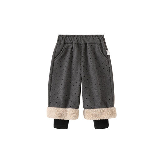 韩系儿童毛毛假两件加绒加厚圆点休闲裤 童装洋气时髦长裤 商品图4