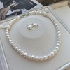 新年福利，淡水珍珠套装，项链9-10mm 视觉正圆，ji光微暇，耳钉11-12mm馒头珠，925纯银配件 商品缩略图0