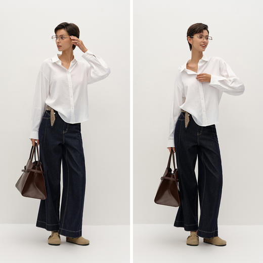 商场同款|森马长袖衬衫女春季白色宽松2026新款通勤百搭时尚衬衣 商品图4