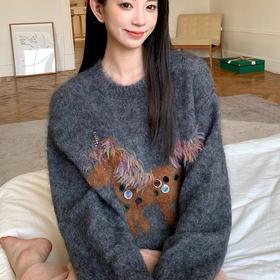 马年新年爆款 【马上有钱】毛衣秋冬季针织衫 休闲宽松套头上衣