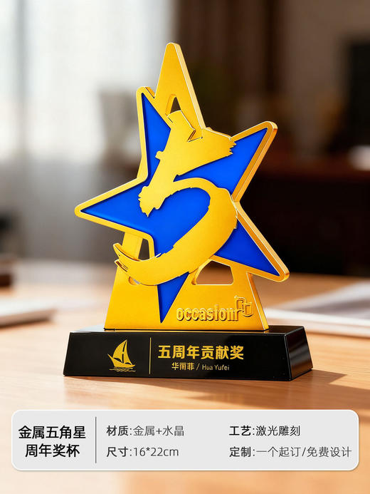 金属奖杯定制五周年颁奖奖牌表彰纪念品高级水晶定制奖牌奖章证书 商品图6
