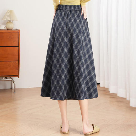 「自」全新升级【铂金会员137/天猫179/差价42】(12347)洛诗琳时尚格子半身裙2026春季新款高腰显瘦大摆A字裙 商品图3