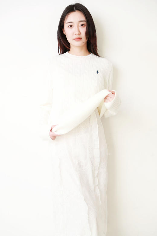 含羊毛30%，圆领麻花毛衣。小标刺绣复古氛围感长袖羊毛衫E011566 商品图10