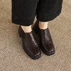 阿么手工女鞋复古粗跟一脚蹬真皮乐福鞋春季女款百搭新款单鞋6CM 商品缩略图1