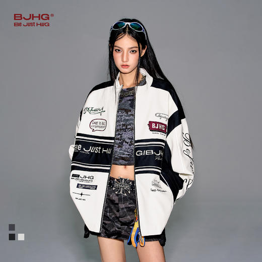 BJHG不计后果机车风夹克外套男款春季美式刺绣蛋白皮棒球服皮衣女 商品图0