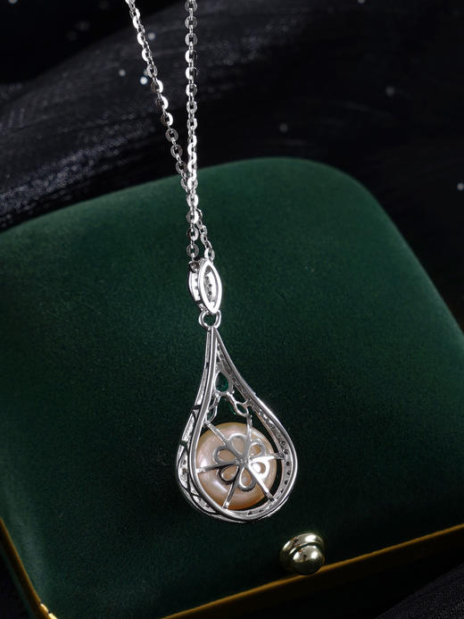 子佩集【珍爱流年】银S925珍珠惜王妃套链【PM2179-XF】10.7mm珠绿点水滴2601 商品图5