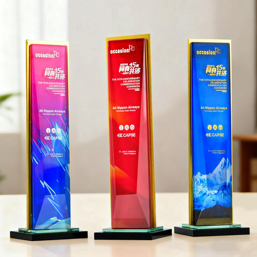 水晶奖杯定制彩色授权牌讲座年会企业优秀员工代理加盟做新款奖牌 商品图1