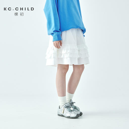 棵初2026年春季新款亲子中大女童纯棉亲肤休闲半裙纯净白色系裙子 商品图0