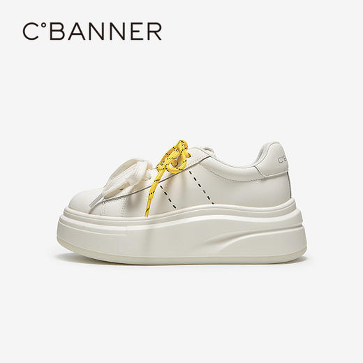 【上新】千百度双鞋带厚底增高板鞋女2026春季新款透气运动休闲鞋小白鞋A26110102 商品图2