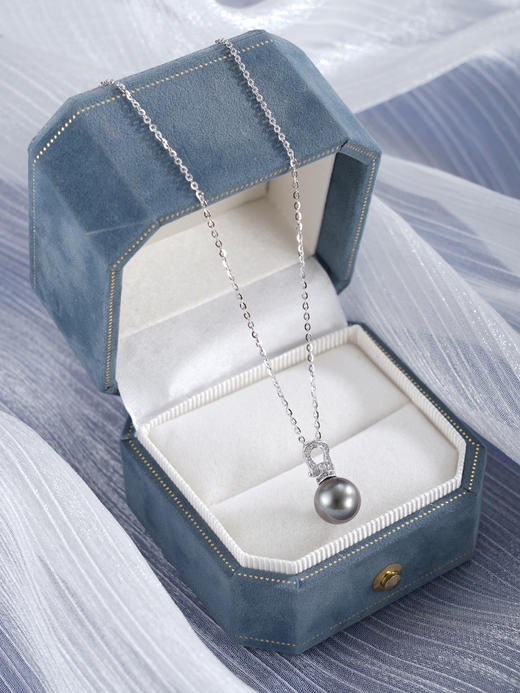 子佩集【蹄印星河】银S925珍珠惜王妃套链【P3072】9mm珠双色马蹄黑珠2601 商品图4