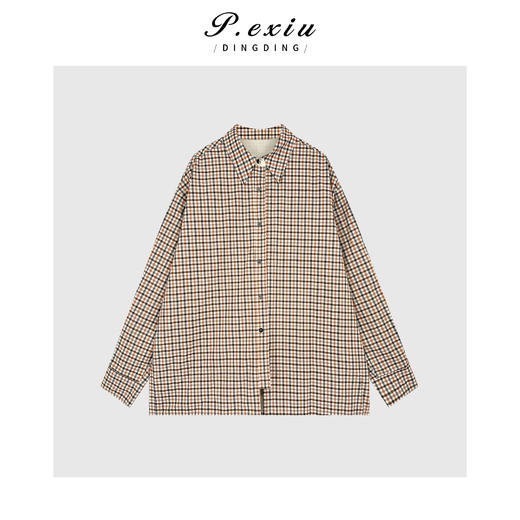 04-2潘依绣丁丁宠粉【两面穿】宽松廓形撞色格纹翻领长袖外套Q66548 商品图1