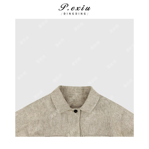 04-6潘依绣丁丁宠粉100%亚麻老钱风高级翻领收腰长袖外套 W-63403 商品图2