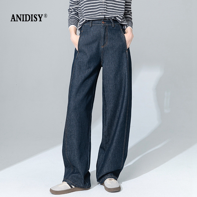 2026春装慵懒风高腰拉链垂感宽松牛仔镰刀裤