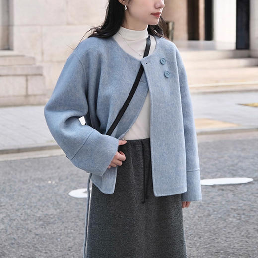 裁缝学苑AS626侧边系结羊毛双面呢手工大衣纸样女装短上衣外套样板 商品图4