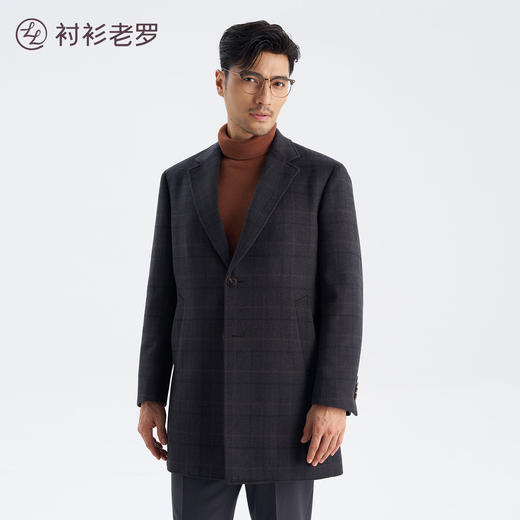 男士格纹羽绒大衣鹅绒内胆秋冬外套羊毛大衣259Y0C509M[门店专款] 商品图1