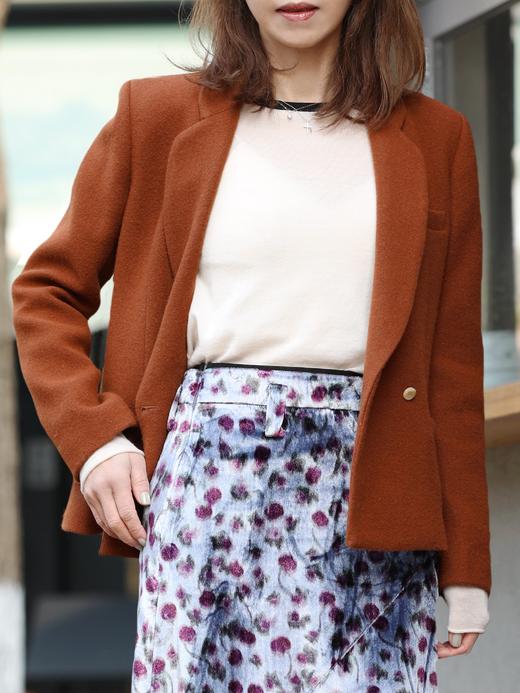 TYNVIE 双排扣羊毛西装外套 - 肉桂色 商品图3