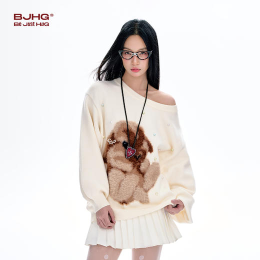 FTT FlyTheTruth 瑞比特白色兔子毛衣女款秋冬宽松可爱套头上衣 商品图1