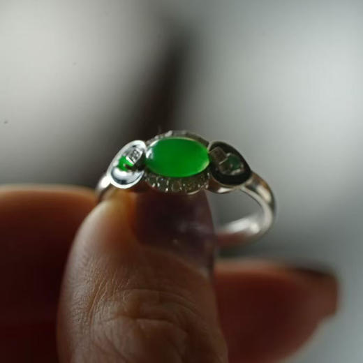 龢盒原创 铂金镶翡翠钻石戒指 商品图2