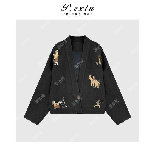 PanYiXiu/潘依绣【童话世界】100%亚麻重工刺绣V领短外套 W-63412 商品图1