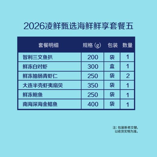中粮凌鲜甄选海鲜鲜享套餐五2000g【分仓直发，72小时发货，周末节假日不发货】 商品图1