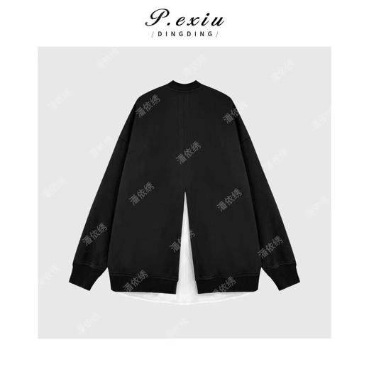 04-6潘依绣丁丁宠粉松弛慵懒风假两件设计长袖圆领外套Q61548 商品图1