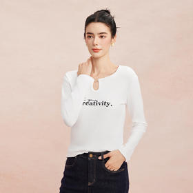 RE700斯尔丽2026新款春季长袖T恤简约百搭时尚可单穿可内搭字母T上衣