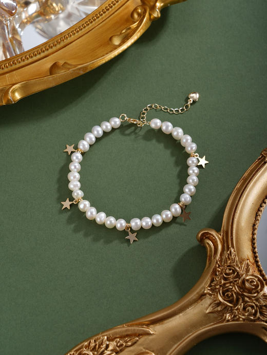 子佩集【星霜缘契】珍珠惜王妃手链【ZSL284】5.5-6mm珠镀金五角星2601 商品图4