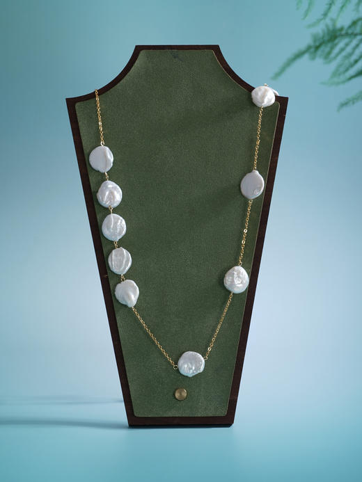 子佩集【长情印记】珍珠惜王妃毛衣链【ZZMYL002】16.5mm扁珠镀金巴洛克2601 商品图8