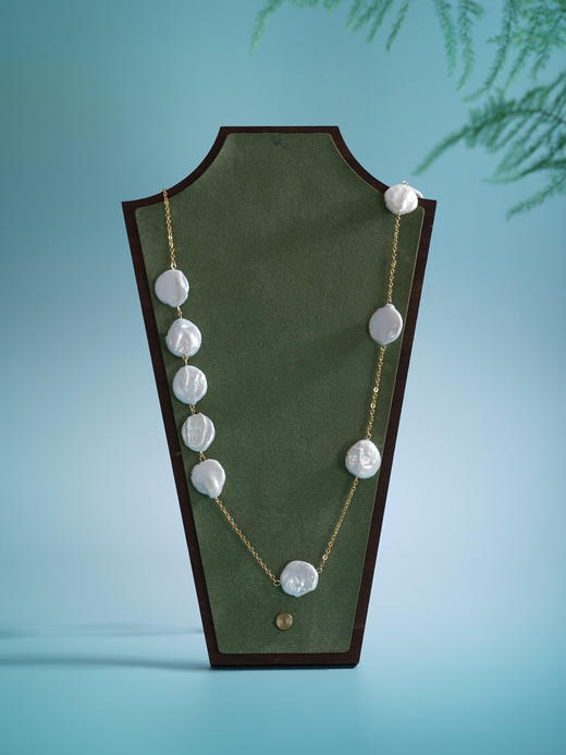 子佩集【长情印记】珍珠惜王妃毛衣链【ZZMYL002】16.5mm扁珠镀金巴洛克2601 商品图9