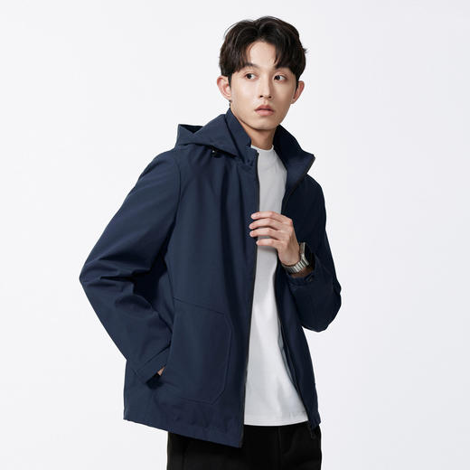 GXG男装秋季时尚抽绳简约百搭舒适男款户外休闲防风连帽夹克K&C 商品图1