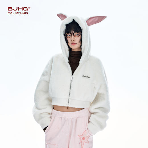 BJHG不计后果短款开衫连帽卫衣女秋冬季2025新款潮牌美式休闲上衣外套 商品图2