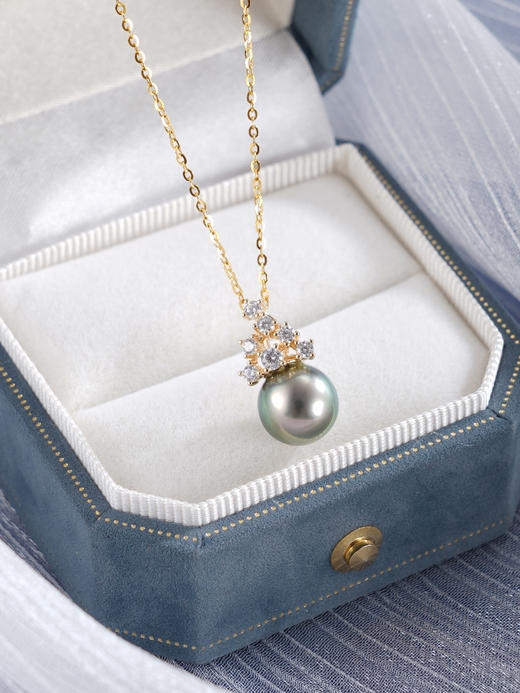 子佩集【星轨七芒】银S925珍珠惜王妃套链【P2646】9mm珠镀金黑珠宝塔2601 商品图3