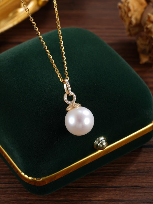 子佩集【锦瑟华年】银S925珍珠惜王妃套链【P3080】11.5mm珠镀金吊球扣环双环2601 商品图1