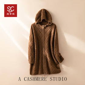 100%Baby小山羊绒~毛巾绣连帽双拉链中长款外套BABY260486