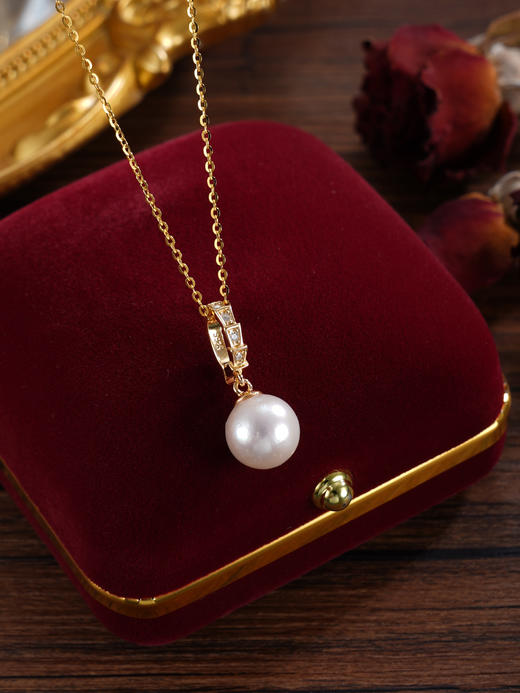 子佩集【灵蛇启运】银S925珍珠惜王妃吊坠【P2956】9.5mm珠镀金衔尾蛇环（不含链）2601 商品图5